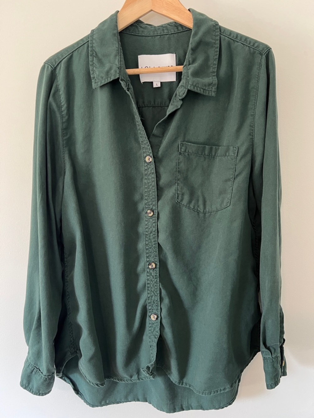 Women's Forest Green Button-Down Shirt - Classic Collared Top